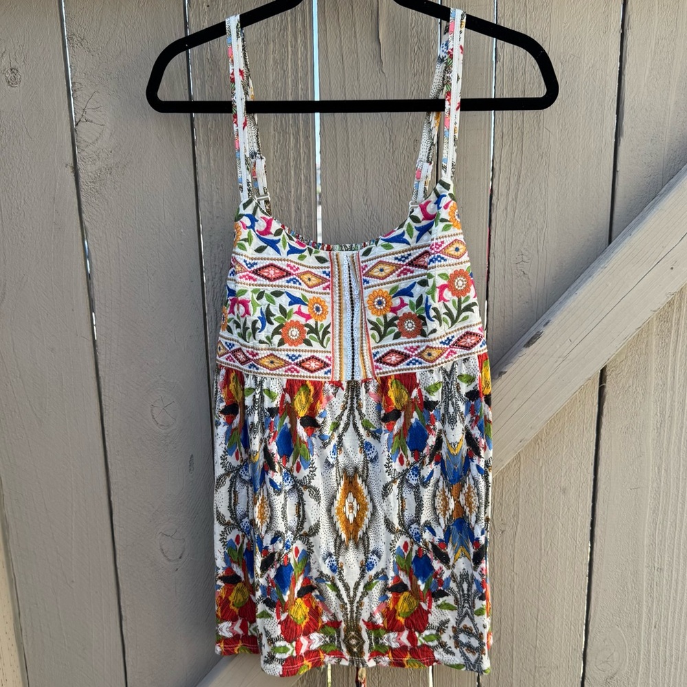 Anthropologie Floral Tie Back Tank Top